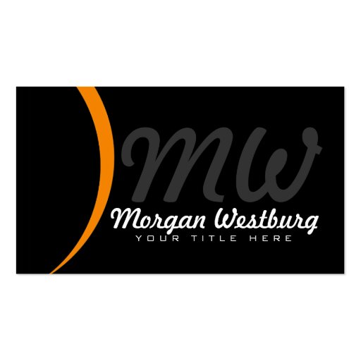 Orange Wave Professional Monogram Business Cards