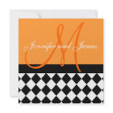 Orange Wedding Invitation Monogram Harlequin invitation