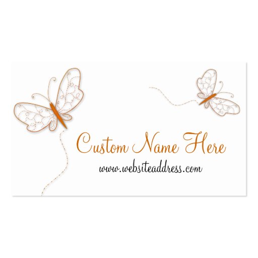 Orange Whimiscal Butterflies Business Card (front side)