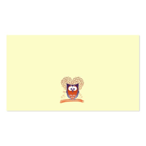 Orange Whimsical Cute Owl Custom Business card (back side)