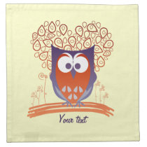 Orange Whimsical Cute Owl Custom Napkins napkins