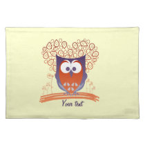 Orange Whimsical Cute Owl Custom Placemat placemats