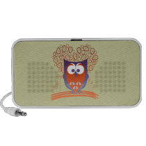 Orange Whimsical Cute Owl Doodle Speaker speakers