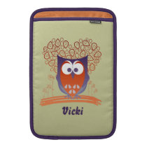 Orange Whimsical Cute Owl Macbook Air Sleeve ipad sleeves