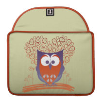 Orange Whimsical Cute Owl Macbook Pro Sleeve macbook sleeves
