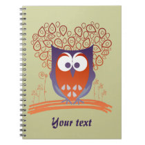 Orange Whimsical Cute Owl spiral bound notebook notebooks