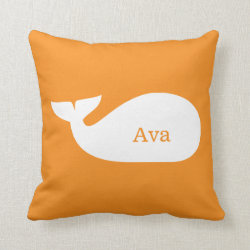 Orange Whimsical Whale Personalized Children's Throw Pillows
