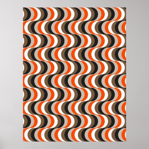 Orange, White, Brown Retro Fifties Abstract Art Posters