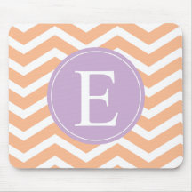 Orange White Chevron Purple Monogram Mousepad