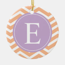 Orange White Chevron Purple Monogram Ornament