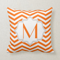 Orange, white chevron zigzag pattern throw pillow