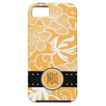 Orange & White  Floral Pattern with Initials iPhone 5 Cover