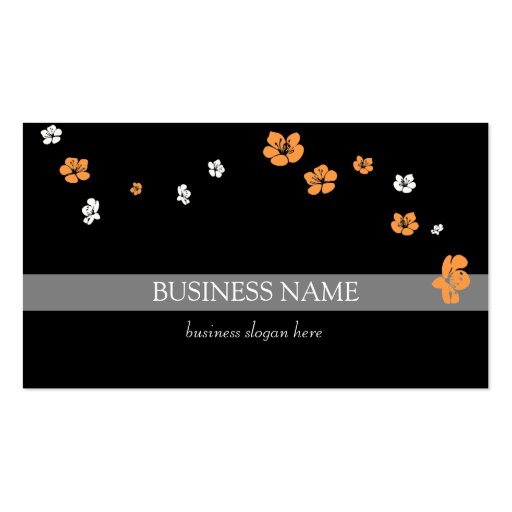 Orange White Flowers Elegant Business Card