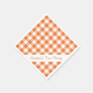 Orange White Gingham Pattern Personalized Party