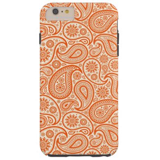 Orange & White Retro Paisley Pattern Tough iPhone 6 Plus Case