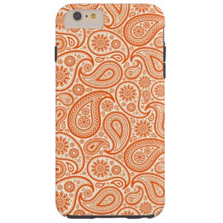 Orange & White Retro Paisley Pattern Tough iPhone 6 Plus Case