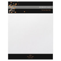 Orange White Spirals and Flowers letterhead by Ruxique Orange White Spirals and Flowers letterhead