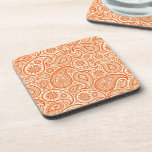 Orange & White Vintage Paisley Pattern Drink Coasters