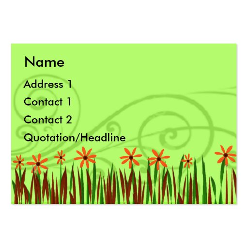Orange  Wild Flowers Business Card Template (front side)