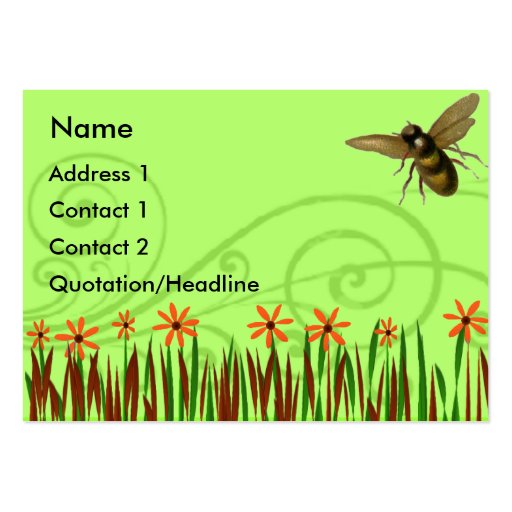 Orange Wild Flowers With Bee Business Card (front side)