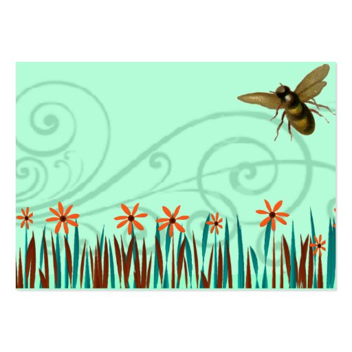 Orange Wild Flowers With Bee Business Card (back side)