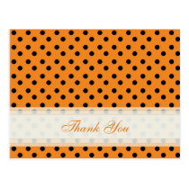 Orange with Black Polka Dot Thank You Cards postcards