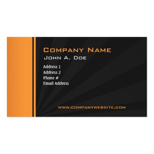 Orange with Gray Burst Business Cards (front side)