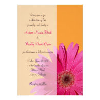 Orange with Pink Gerbera Daisy Wedding Invitation