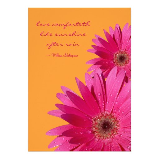 Orange with Pink Gerbera Daisy Wedding Invitation