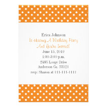 Orange with White Polka Dot Print Party Invitation invitations