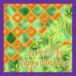 Orange/Yellow Butterfly Sweet 16 Birthday Poster posters