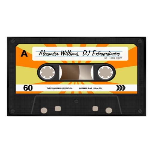 Orange/Yellow Cassette Tape Business Card Templates (front side)