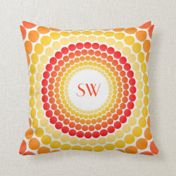 Orange Yellow Dots Monogram Throw Pillow