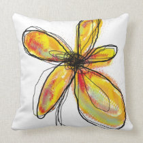 Orange - Yellow Floral Pillow pillows