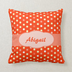Orange yellow girls abigail name polka dot pillow