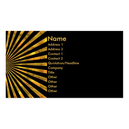 Orange/Yellow/Gold Light Beams Business Card (front side)