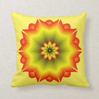 Orange Yellow Psychedelic Mandala Pillows