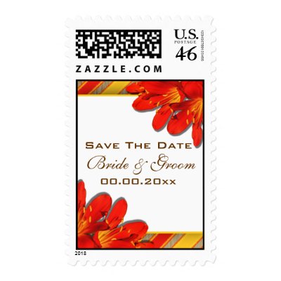 Orange yellow red wedding country clivia stamp by mensgifts