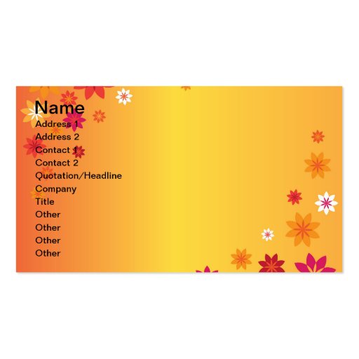 Orange Yellow Spring Flowers Business Card Template