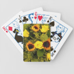Orange Yellow Sunflower Roses Floral Bouquet Bicycle Playing Cards
