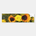 Orange Yellow Sunflower Roses Floral Bouquet Bumper Sticker