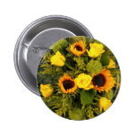 Orange Yellow Sunflower Roses Floral Bouquet Button