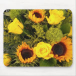 Orange Yellow Sunflower Roses Floral Bouquet Mouse Pad