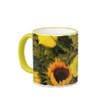 Orange Yellow Sunflower Roses Floral Bouquet Ringer Mug