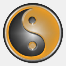 Orange Yin Yang Round Sticker