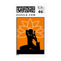 Orange Yoga Silhouette Postage