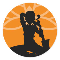 Orange Yoga Silhouette Sticker