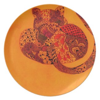 Orange Zentangle Leopard