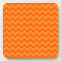 Orange Zigzag Stripes. Drink Coasters