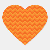 Orange Zigzag Stripes. Heart Sticker